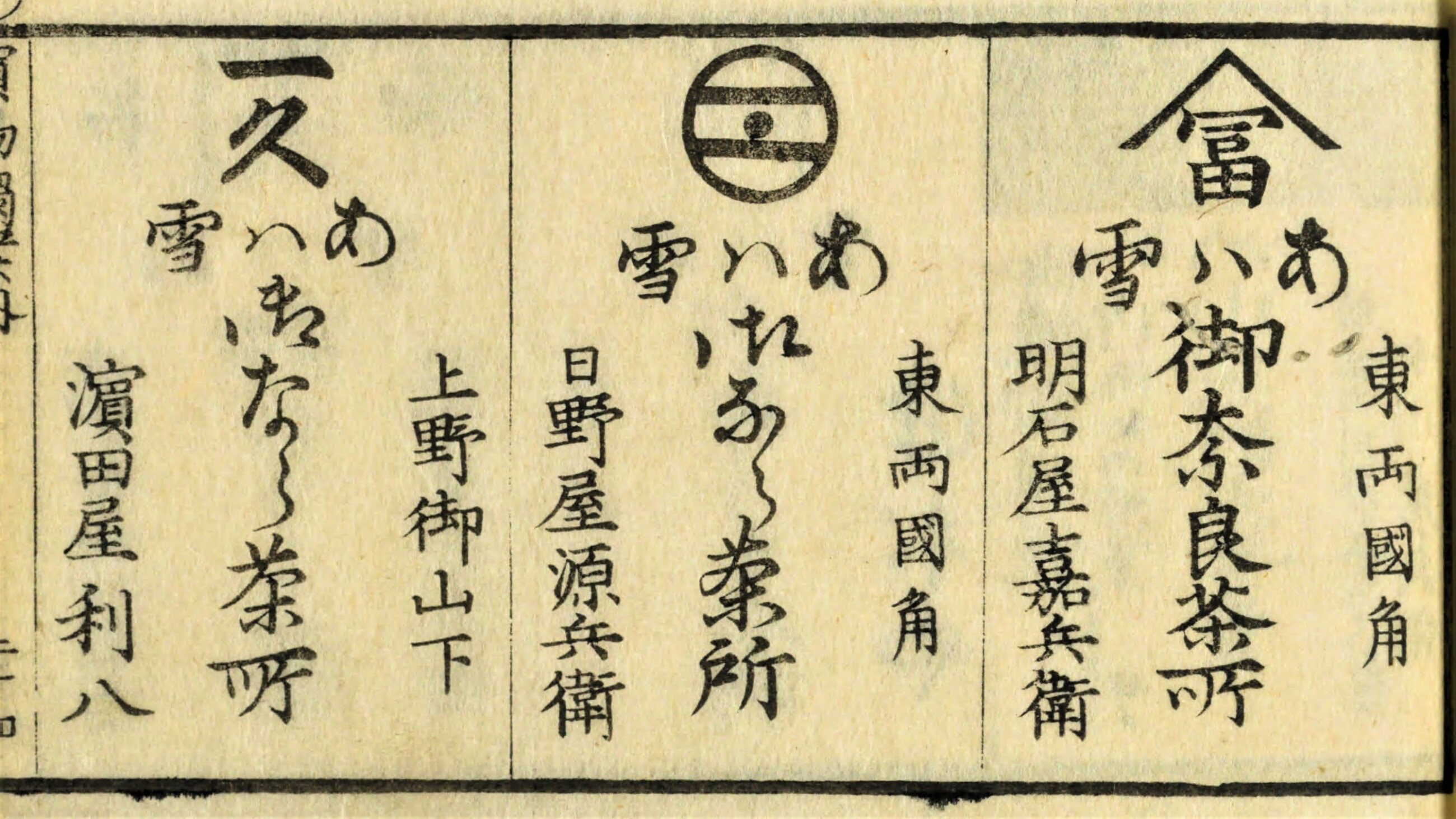 「御奈良茶所」の店々（『江戸買物独案内』国会図書館蔵）