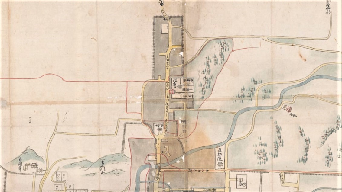 奈良坂周辺の鹿垣（「奈良町絵図」部分、奈良市文化財課 史料保存館蔵）